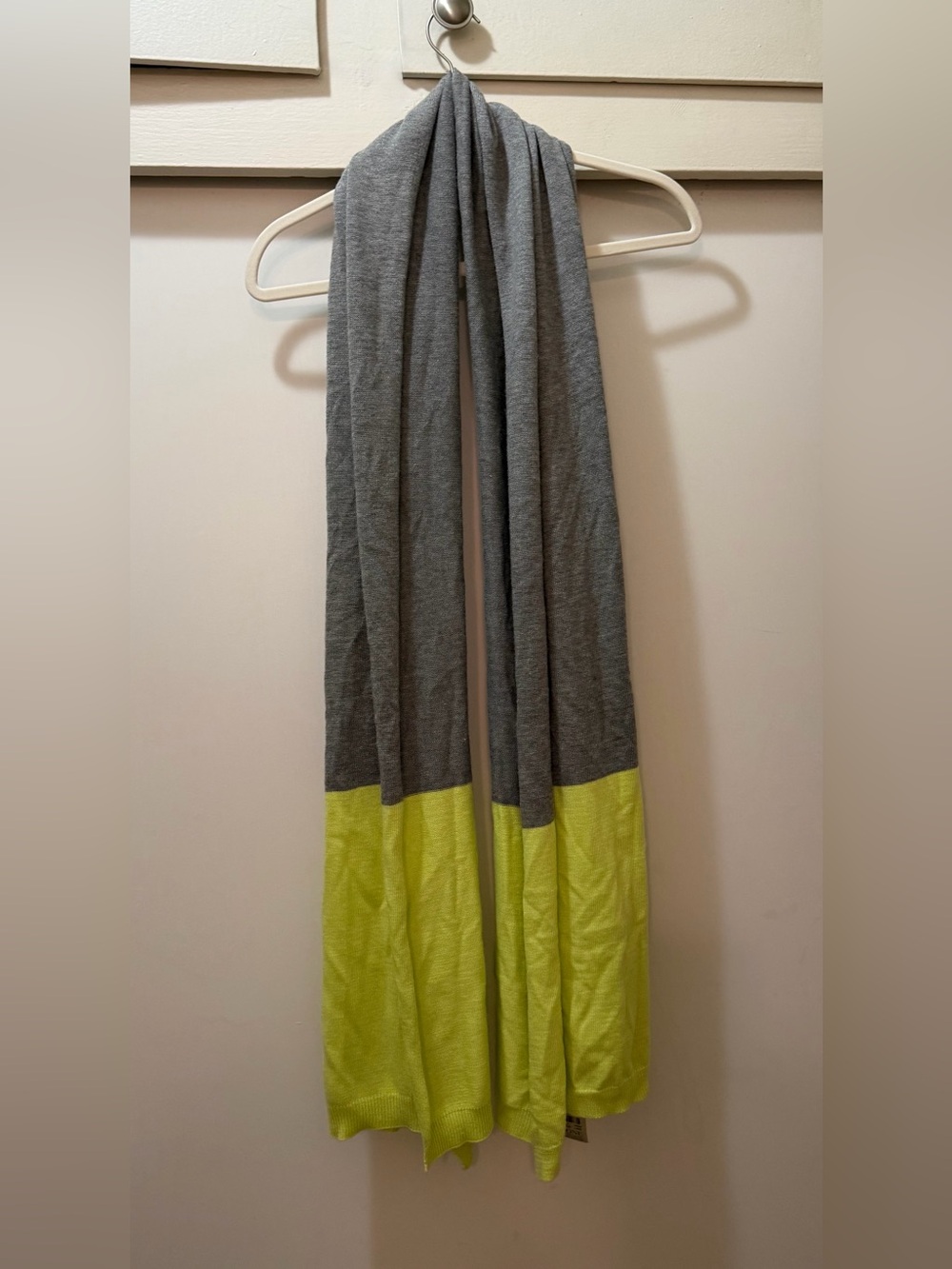 Ann Taylor Colorblock Scarf Wrap Gray & Citron Yellow Knit NWT